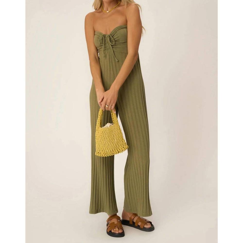 NEW PROJECT SOCIAL T marseille strapless rib jumpsuit in sea kelp - Picture 4 of 5